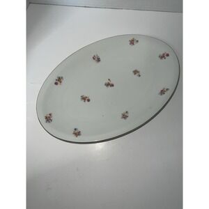 Czechoslovakia China 12.50" Oval Serving Platter Pink‎ Rose Vintage